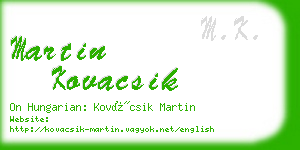 martin kovacsik business card